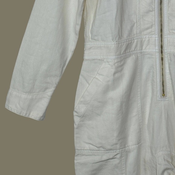 Sandrine Rose Oversized Cotton/Linen Zip Jumpsuit Snow Women S NWT Chest Pocket - Picture 5 of 11